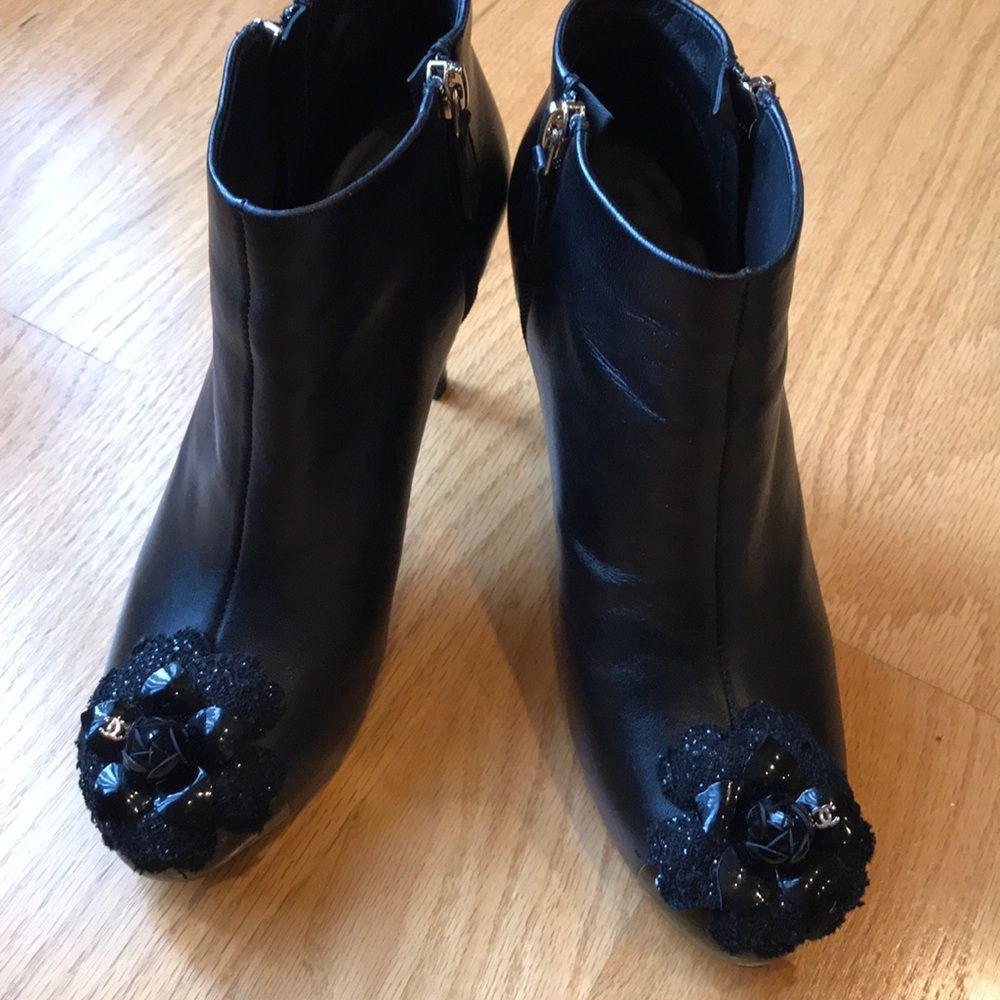 Chanel black leather booties US size 7 (size 38)